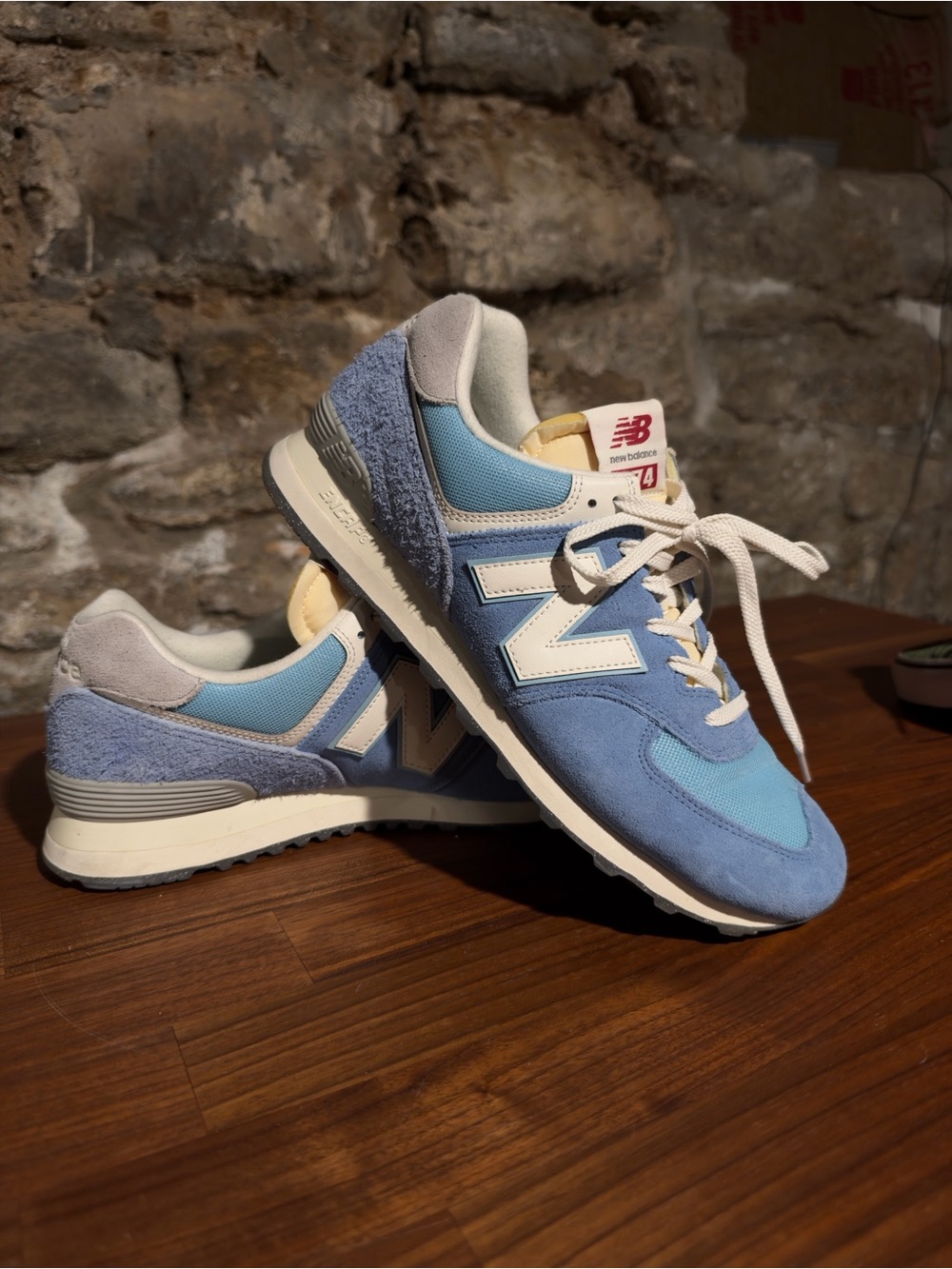 New Balance Men's Sneakers in Light Blue and Cream